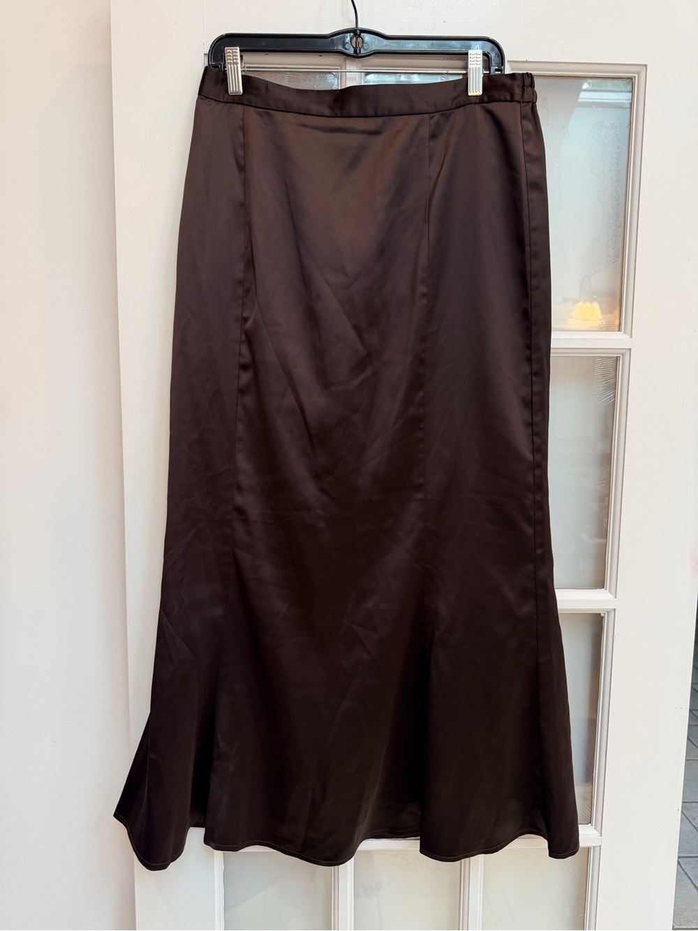 Vintage Lisa Rene 90’s Chic Satin Maxi Skirt Deep Chocolate Brown Size 14